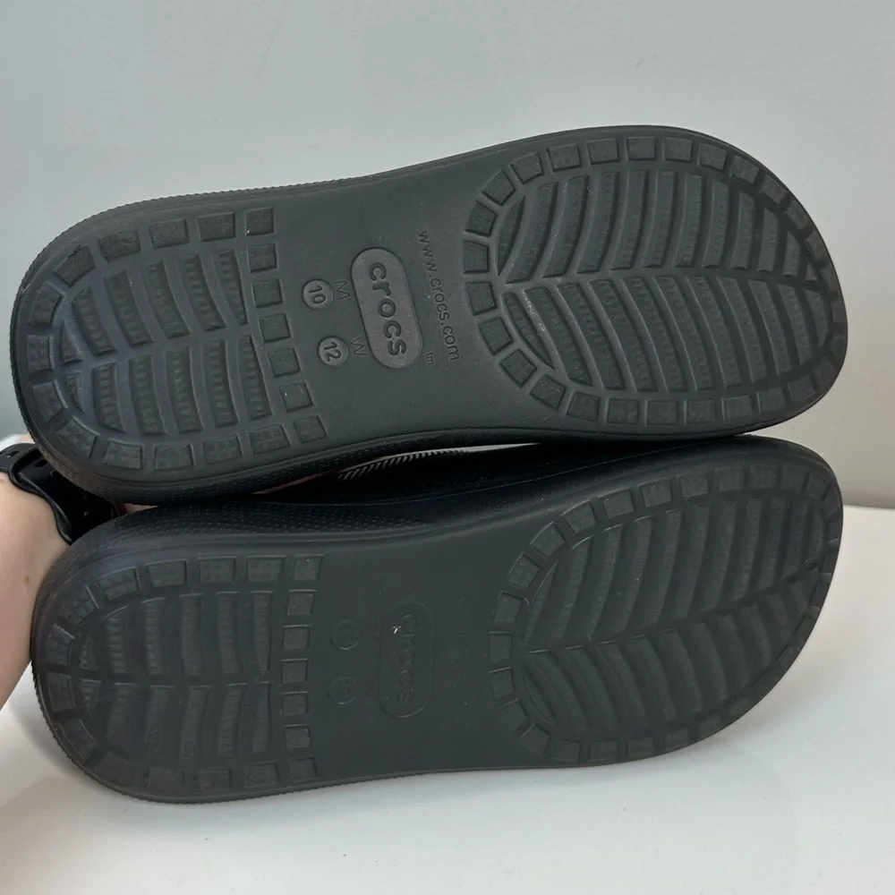 Crocs Classic Crush Slide Sandals Black Unisex Womens 12 Mens 10